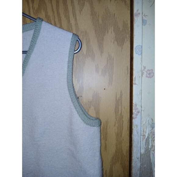 Cabela's Zip Up Vest 100% Wool Beige Floral Embroidery Women Size Medium Vintage - Picture 5 of 16